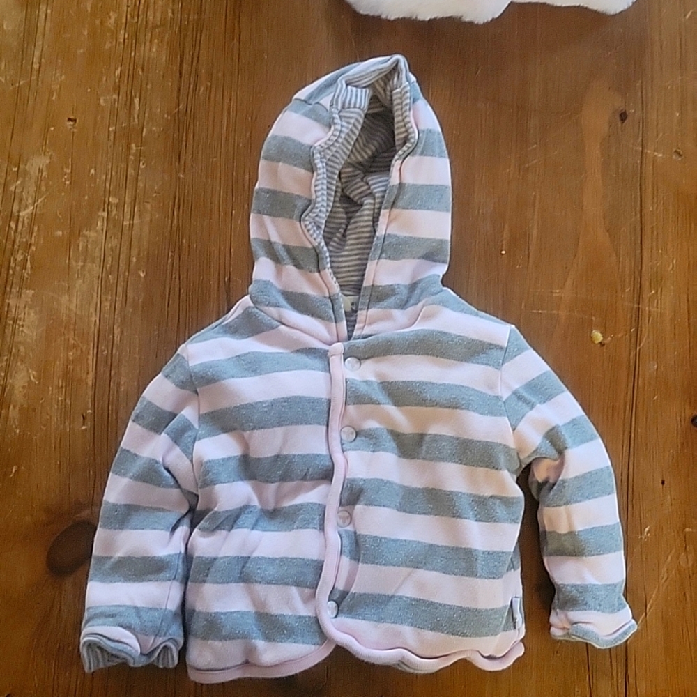 Burt's Bees Button Down Striped Hoodie sz 3-6m